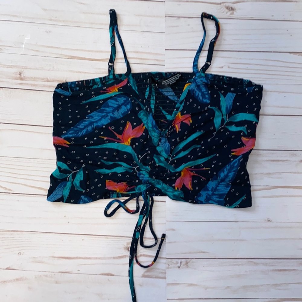 Aqua Multi Colored Pattern Crop Top - image 2